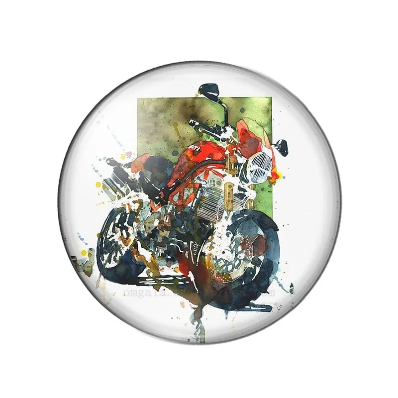 Moda w stylu Punk zdjęcie motocykla flatback okrągłe szklane kaboszony 25mm 20mm 18mm 14mm 12mm 10mm diy biżuteria — zdjęcie 6