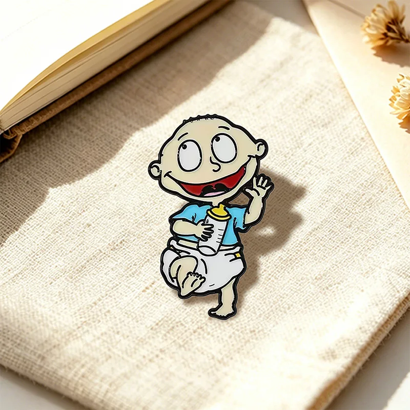 Funny Character Pins 4-style Enamel Metal Cartoon Boy Girl Dinosaur Pin On Bags Clothes Lapel Badge Fashion Accessories Gifts view 3