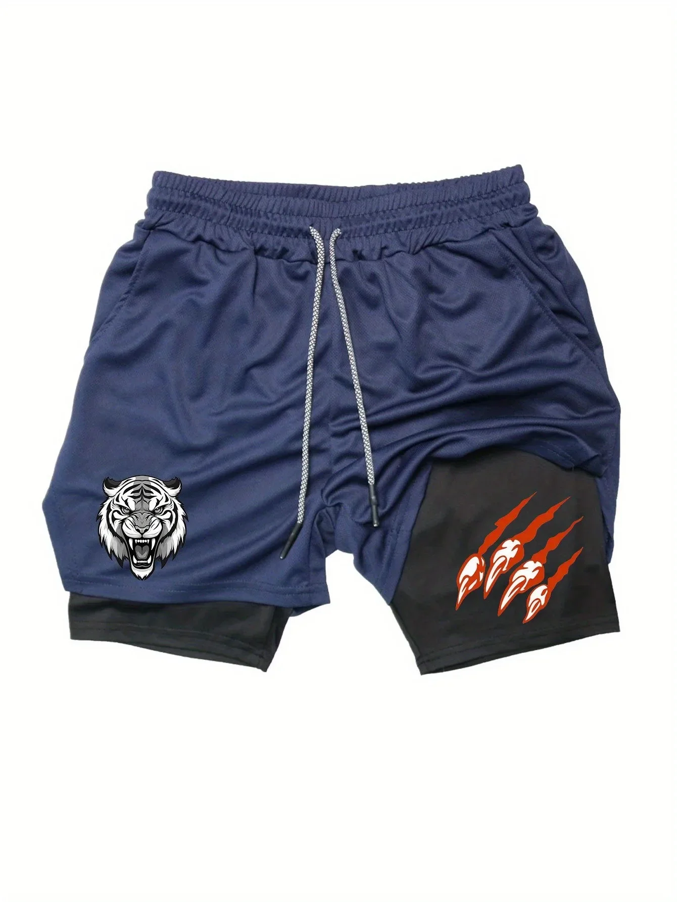 شورت رياضي رجالي سريع الجفاف يسمح بالتهوية سروال تدريب للجري منخفض التمدد تصميم شبكي مطبوع عليه نمر لصيف 2025 #1