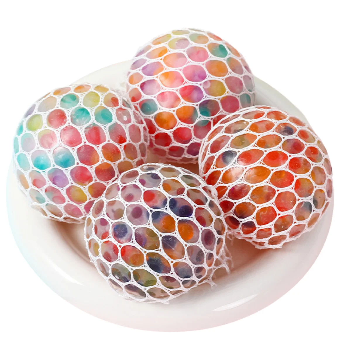 The Rainbow Bead Pressure Reducing Ball Squishy Fidget Toys Funny Stress Reliever Reduce Pressure Prop for Childrens and Adults view 3