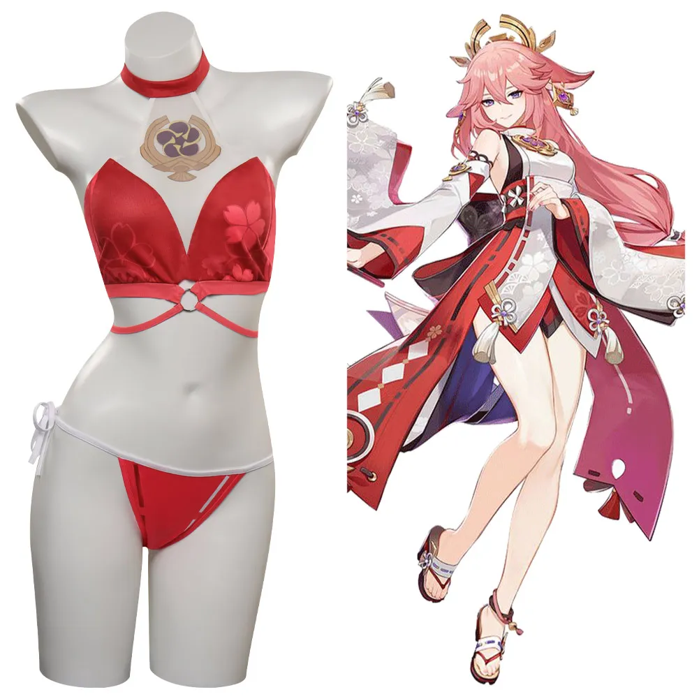 Yae Miko Cosplay Genshin Impact Costume Swimsuit Halloween Carnival Party Disguise Suit