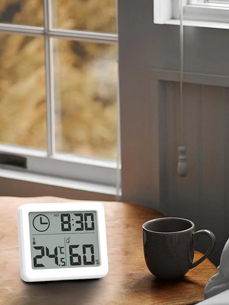Relógio de parede digital com temperatura e umidade, display grande, operado por bateria, para casa,
