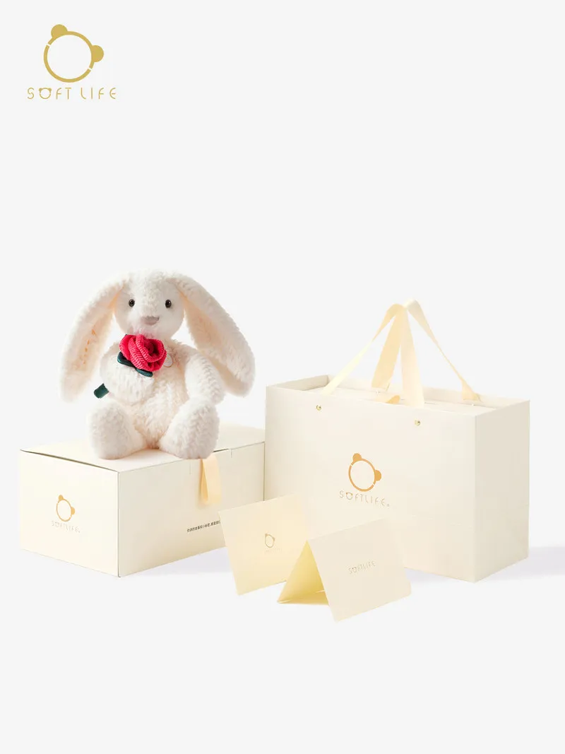 

Мягкая плюшевая кукла-кролик Soft Life ко Дню святого Валентина с вышивкой «I Love U» и розой — романтический подарок для девушки