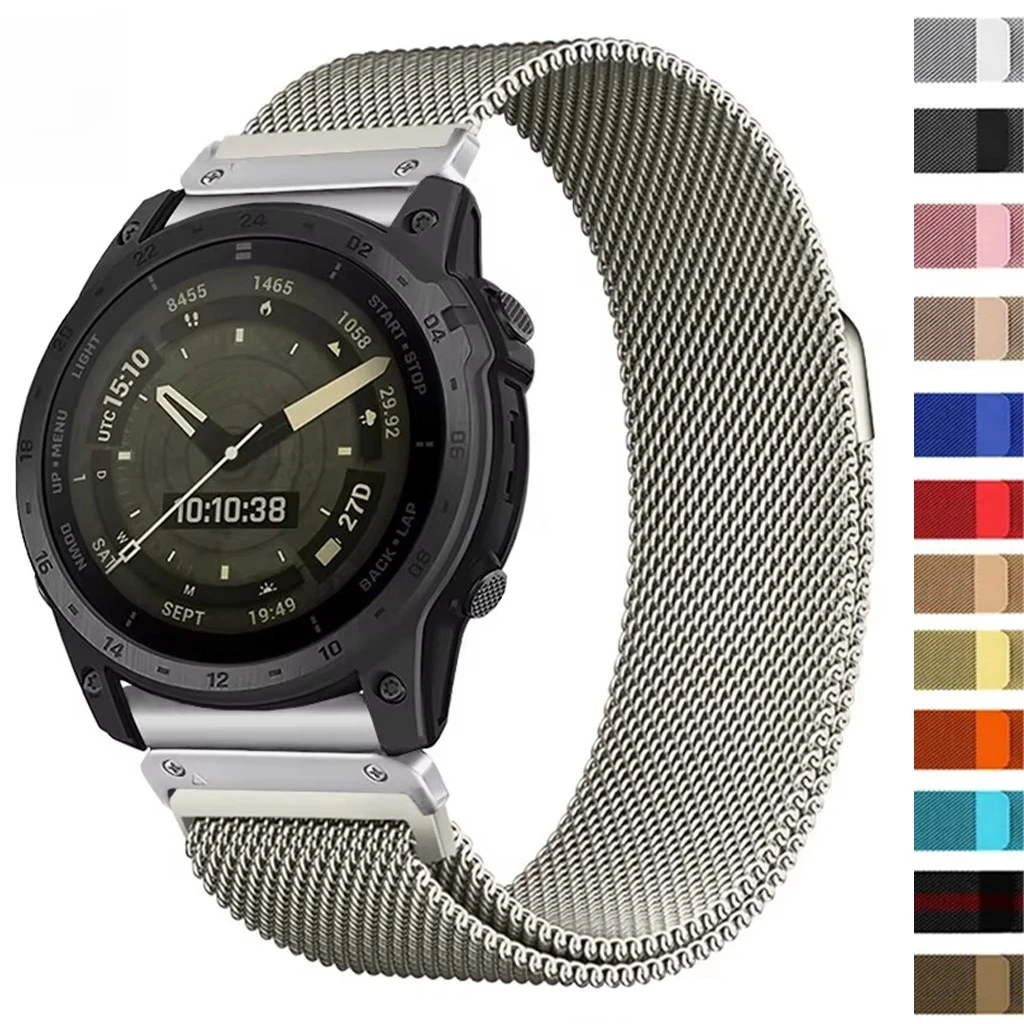 

Ремешок для часов 22/26 мм с быстросъемным магнитным замком, миланский стиль, для Garmin Fenix 8, 7, 7X Pro, Fenix 6, Fenix 5, EPIX2, металлический браслет