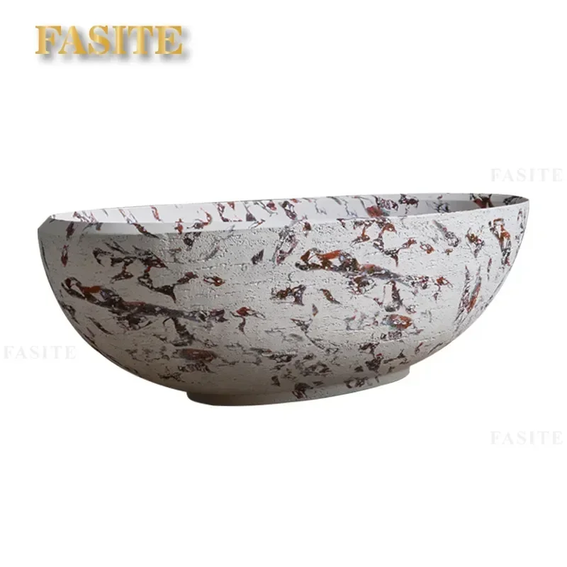 For Purple Marble Pattern Independent Artificial Stone Double Bathtub Hotel Homestay Home Art Bathroom Fixture