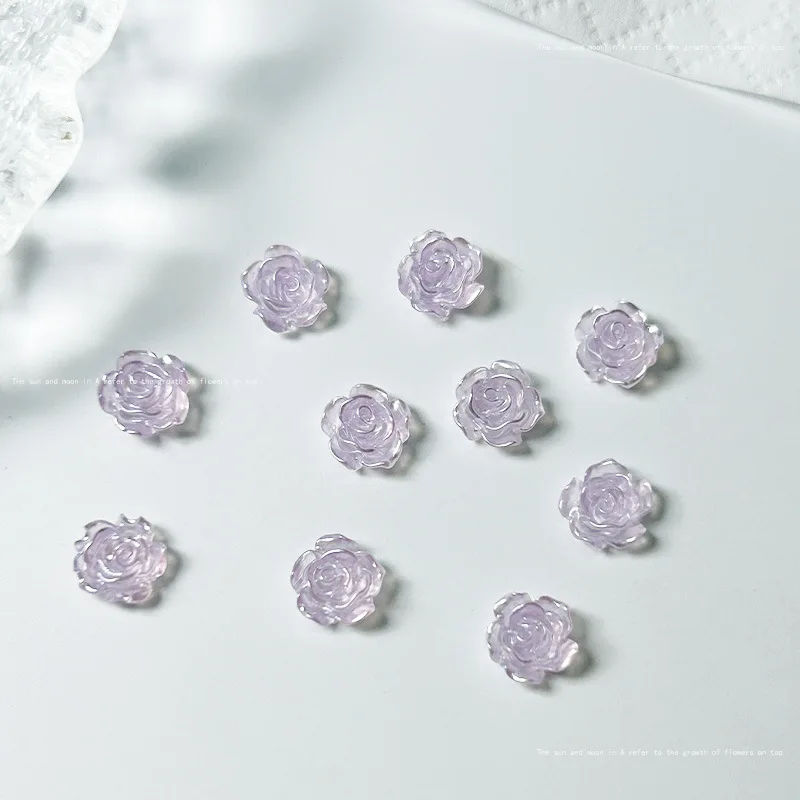 6/8mm perla sólida Rosa resina moda uñas encantos Multi colores perla polvo pegajoso Camelia decoración artística de uñas Accesorios 20 piezas