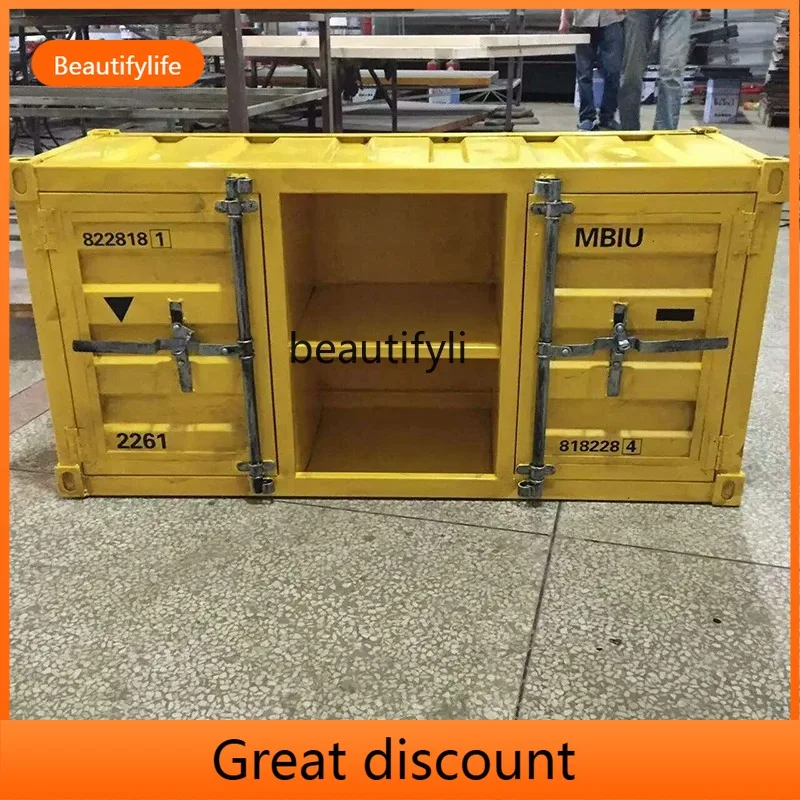 

QQ45 Iron TV Cabinet American Style Dining Storage Cabinet Bedroom Drawer Retro Short Cabinet