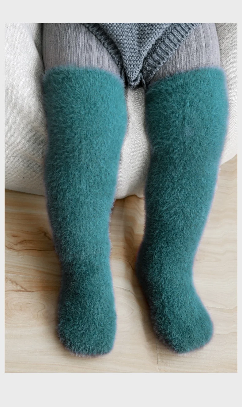 

Winter Plush Fleece Lined Baby Knee High Socks Unisex Kids Warm Over the Knee Long Socks 35cm