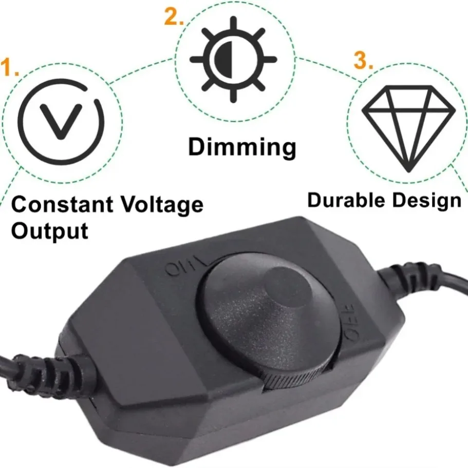 DC5V/12-24V LED Knob Dimmer Switch DC USB Interface Rotary Dimmer Controller ON OFF Brightness Adjustment for LED Strip Light