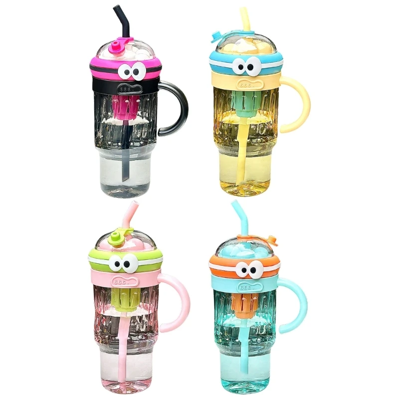 

Silicone Straw Cup Large Capacity Water Bottle with Handle Multipurpose Beverage Container Portable Girls Drinkware D08D