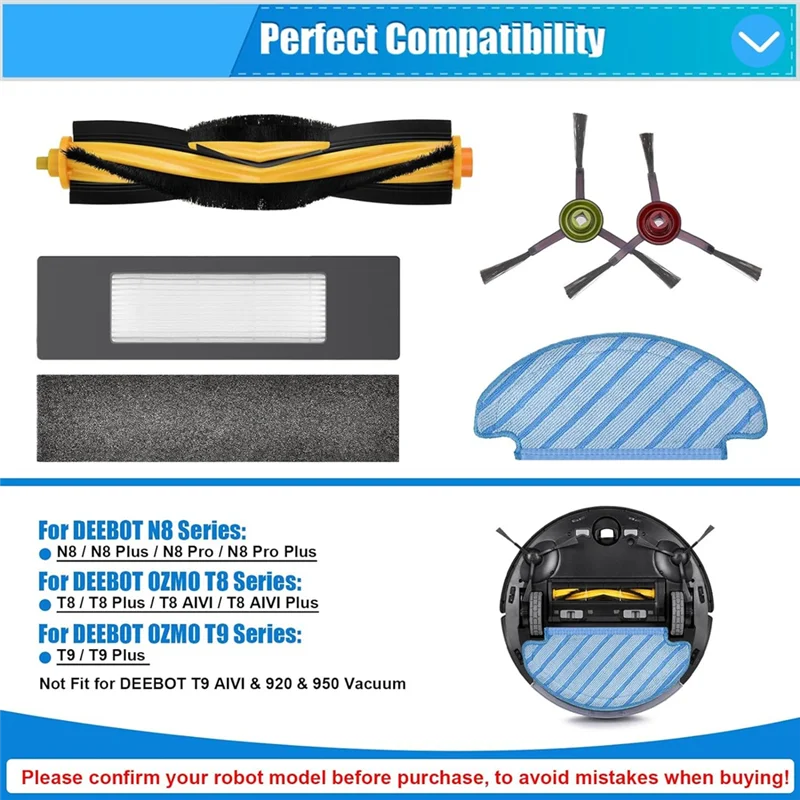 AA80-pour ECOVACS Deebot T9 AIVI T8 AIVI N8 Pro série Robot aspirateur brosse latérale brosse principale filtre pièces de rechange