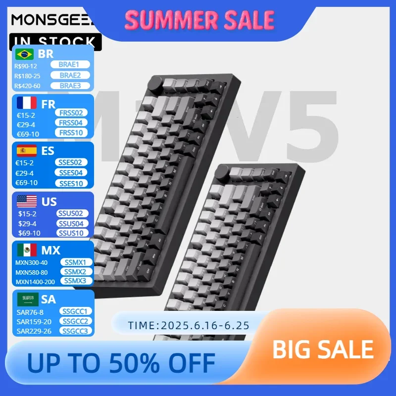 

Akko MonsGeek M1 V5 Tri-mode Mechanical Keyboard VIA 75% ANSI/ISO 3/5 Pins Customized Hot-swappable RGB Rapid Disassemble Gasket