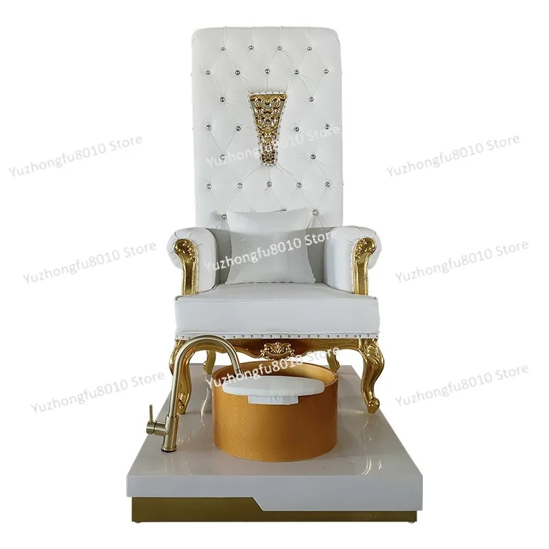 Nail Art Foot Bath Chair Golden High Back Queen Chair Spa Beauty Salon Single Foot Bath Foot Therapy Sofa Chair