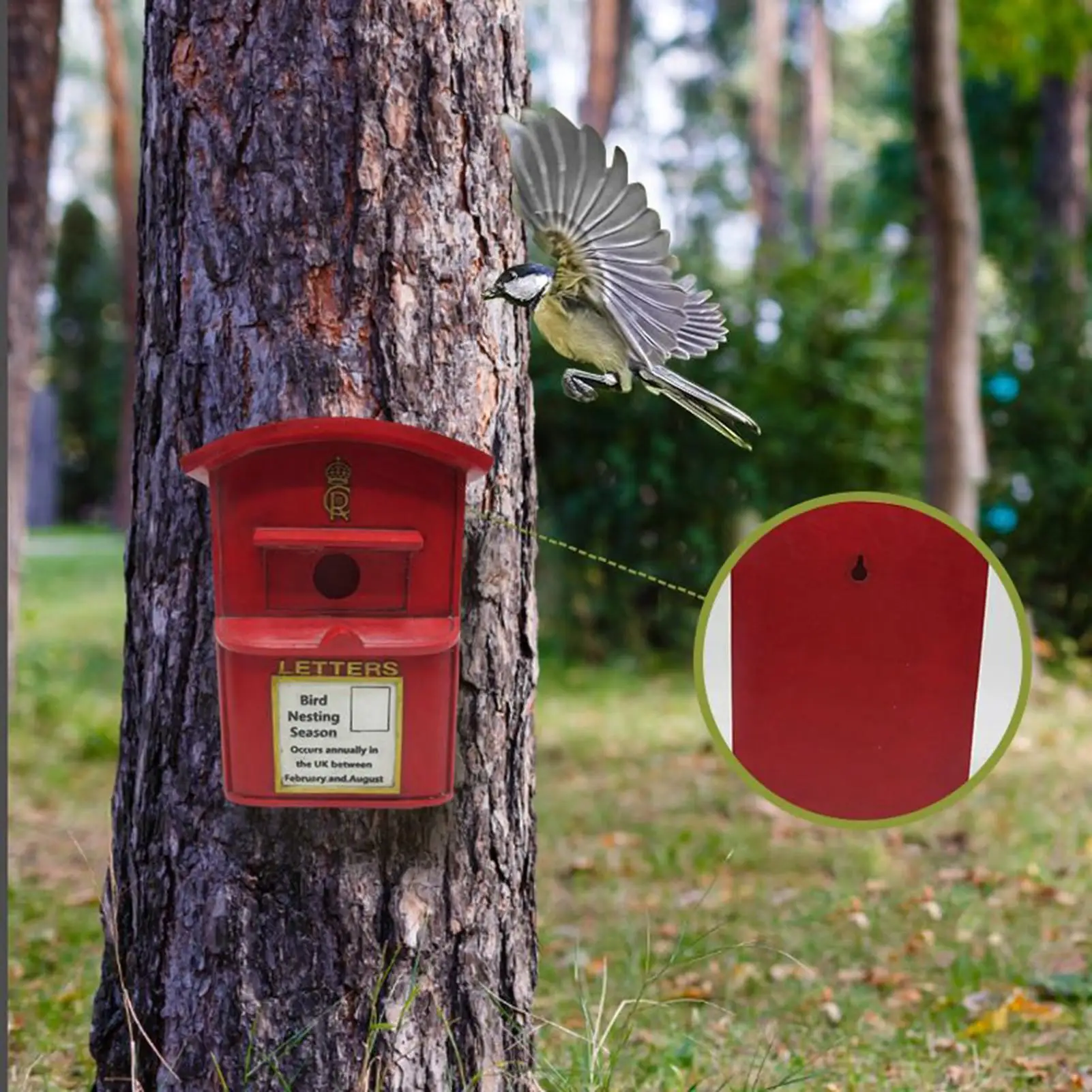 Bird House for Outside Red Mailbox Shape Classic Outdoor Wild Birds Birdhouse for Bluebird Robin Wren Swallow Finch Balcony