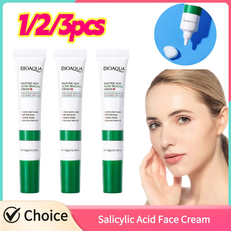 1/2/3pcs BIOAQUA Salicylic Acid Face Cream Acne Removal Creams Shrink Pore Face Smooth Repairing Skin Care Product