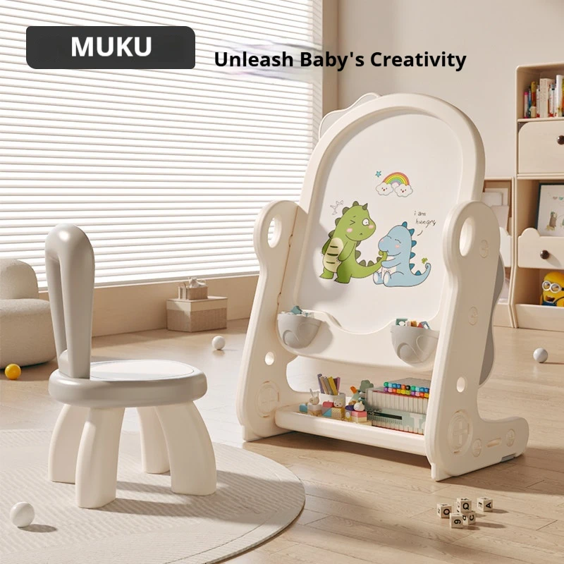 MUKU Magnetic Erasable Drawing Board Height Adjustable Multifunctional Whiteboard With Storage Tray For Indoor Art Creation