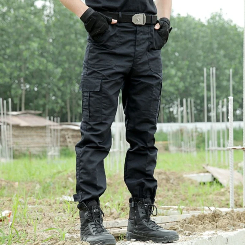 

Men's Black Security Tactical Training Tactical Mesh Cargo Work Spring Autumn Resistant Durable Pants