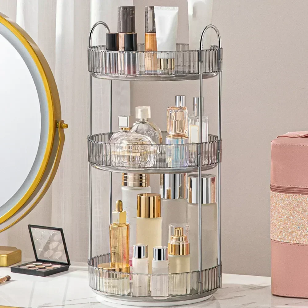 360° Rotatable Desktop Cosmetic Rack Bathroom Shelf Large-capacity Perfume Aromatherapy Skin Care Product Storage Rack Organizer