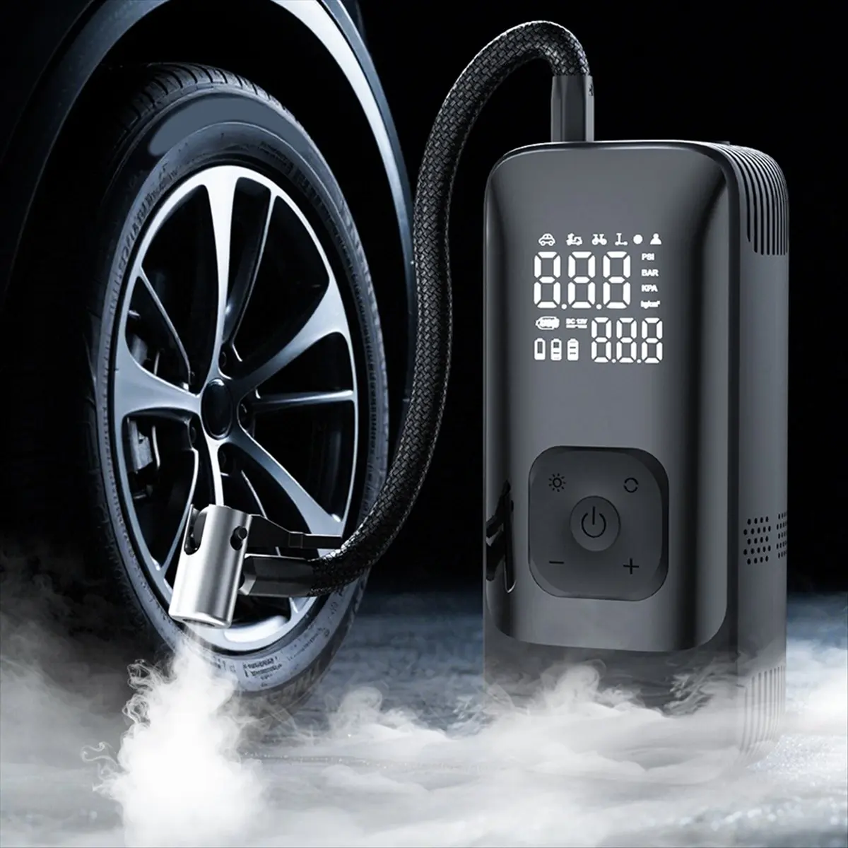 Compatible Car Tire Inflator Portable Air Pump with Power Bank Function Type-C Wireless Battery Compressor for Car Motorcycle Ti