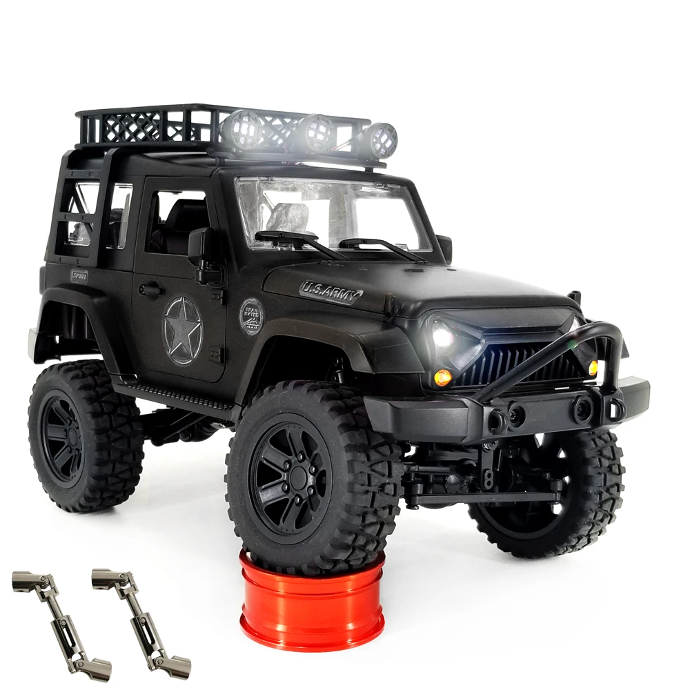 JMRC-Véhicule d\'escalade Jeep Inoler avec éclairage de tête LED, édition d\'arbre d\'entraînement en métal noir, 2.4GHz, RTR, Versimur, 256