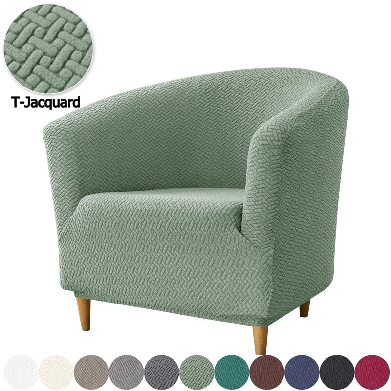 Jacquard Club Armchairs Cover Elastic Bath Tub Chair Covers Stretch Single Club Sofa Slipcovers for Living Room Bar Home Decor