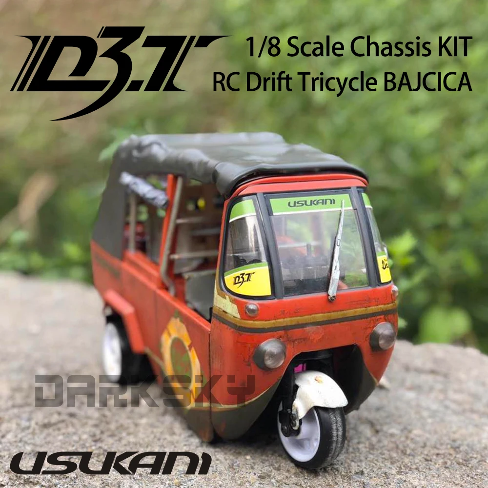 USUKANI D3T 1/8 RC EP Drift Triciclo Chassis KIT BAJCICA Modelo de Controle Remoto Elétrico Carro Adultos Crianças Brinquedos