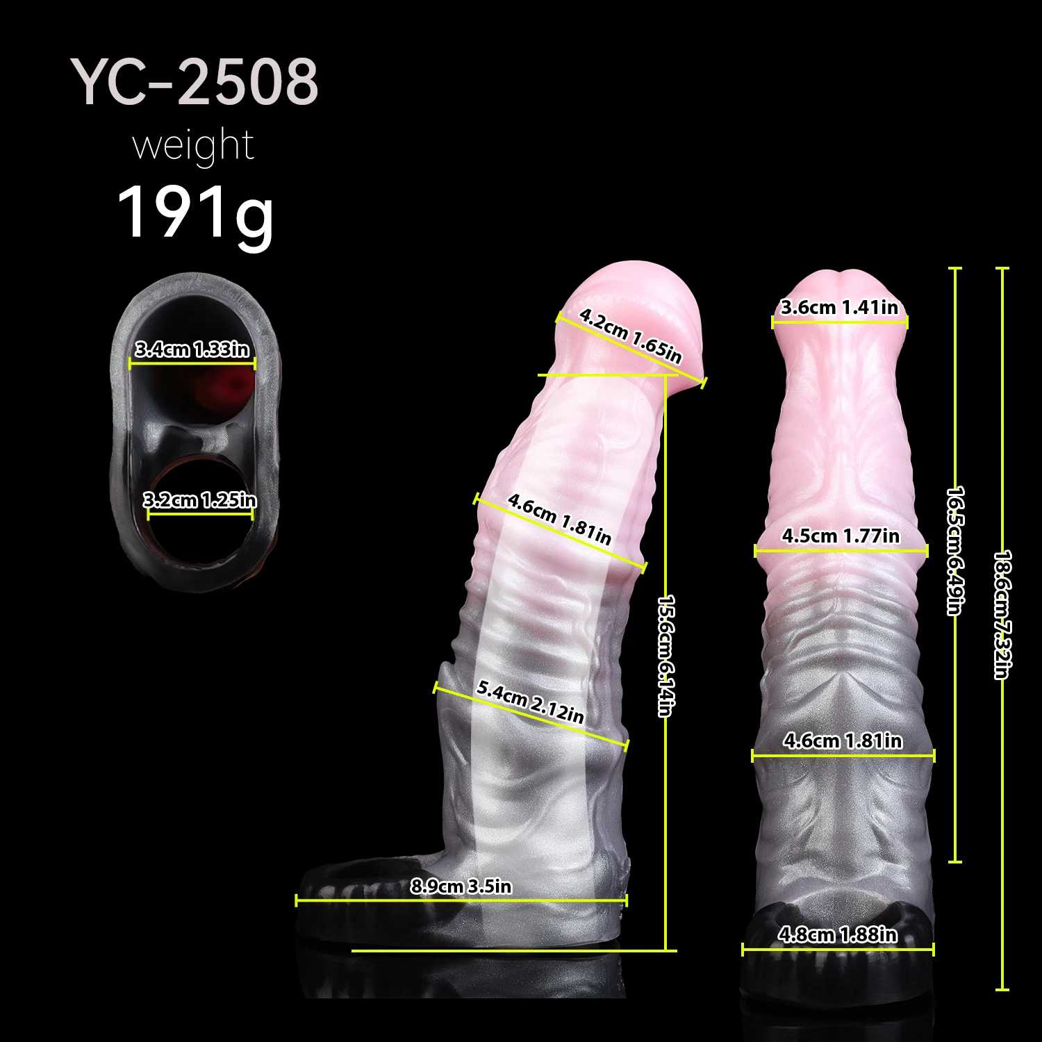 YOCY Horse Dick Shape Penis Sleeve, Male Penis Girth Extender with Cock Ring, Silicone Penis Sheath, Male Sex Toys