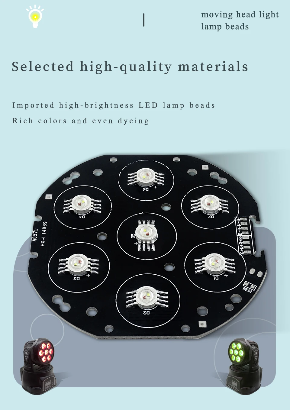 Ersatzteile 7x12w RGBW/7x18w RGBWAUV Moving Head Licht LED Board Bühnenlicht Zubehör – Detail 2