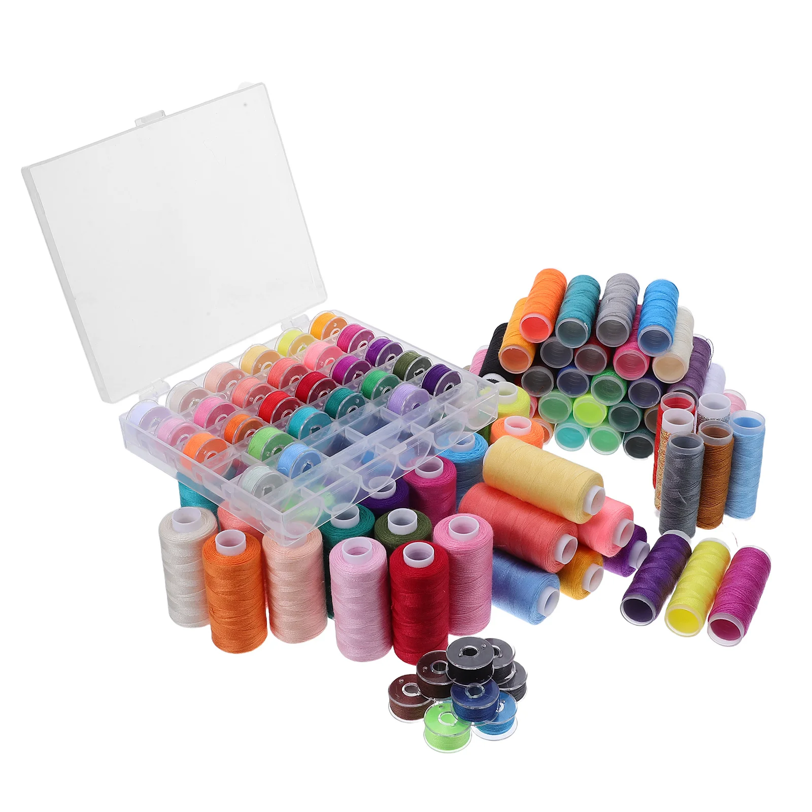 

111Pcs Sewing Machine Thread Set Polyester Supplies for Quilting with Bobbins Holder Colorful Kit for Beginner