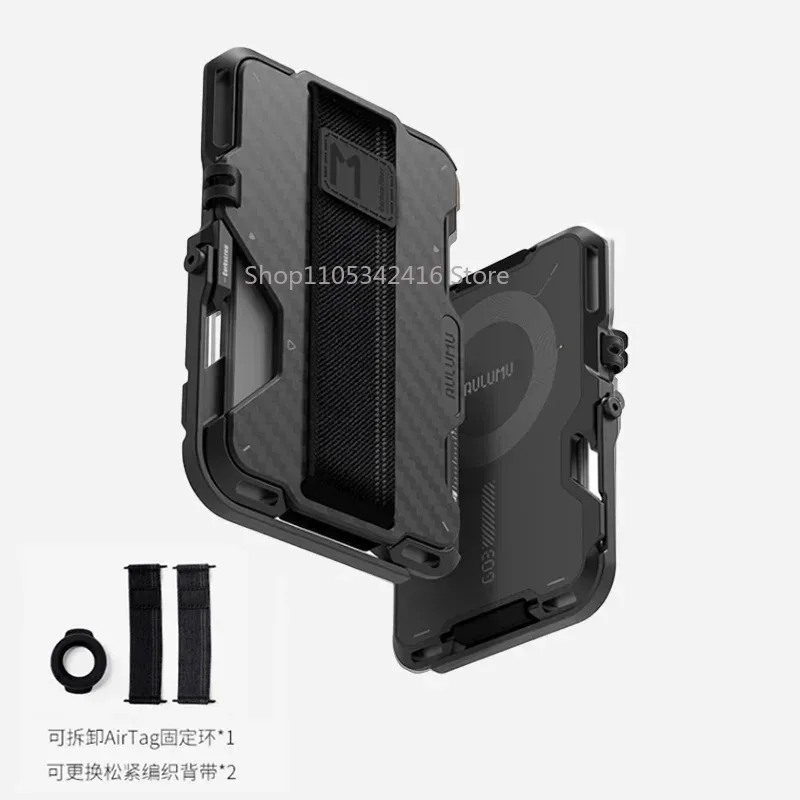 Men's Magnetic Carbon Fiber Wallet Card Case MagSafe Compatible Multi-Angle Phone Stand RFID Blocking for iPhone 16Pro