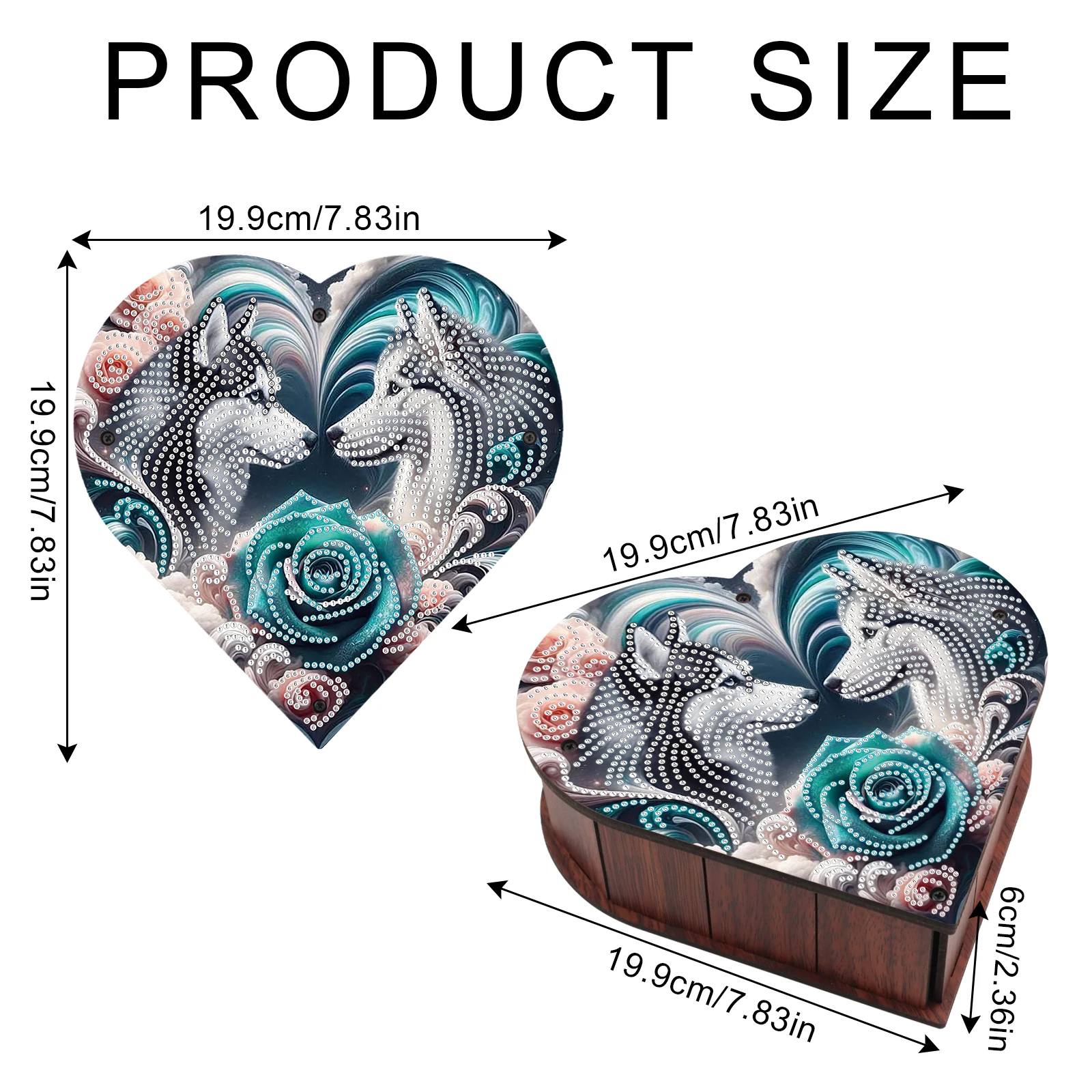 Diamond Painting Heart Shaped Box Kits,Animal Couple Diamond Art Special Shape Diamond Art Decoration Creative for Handmade Gift