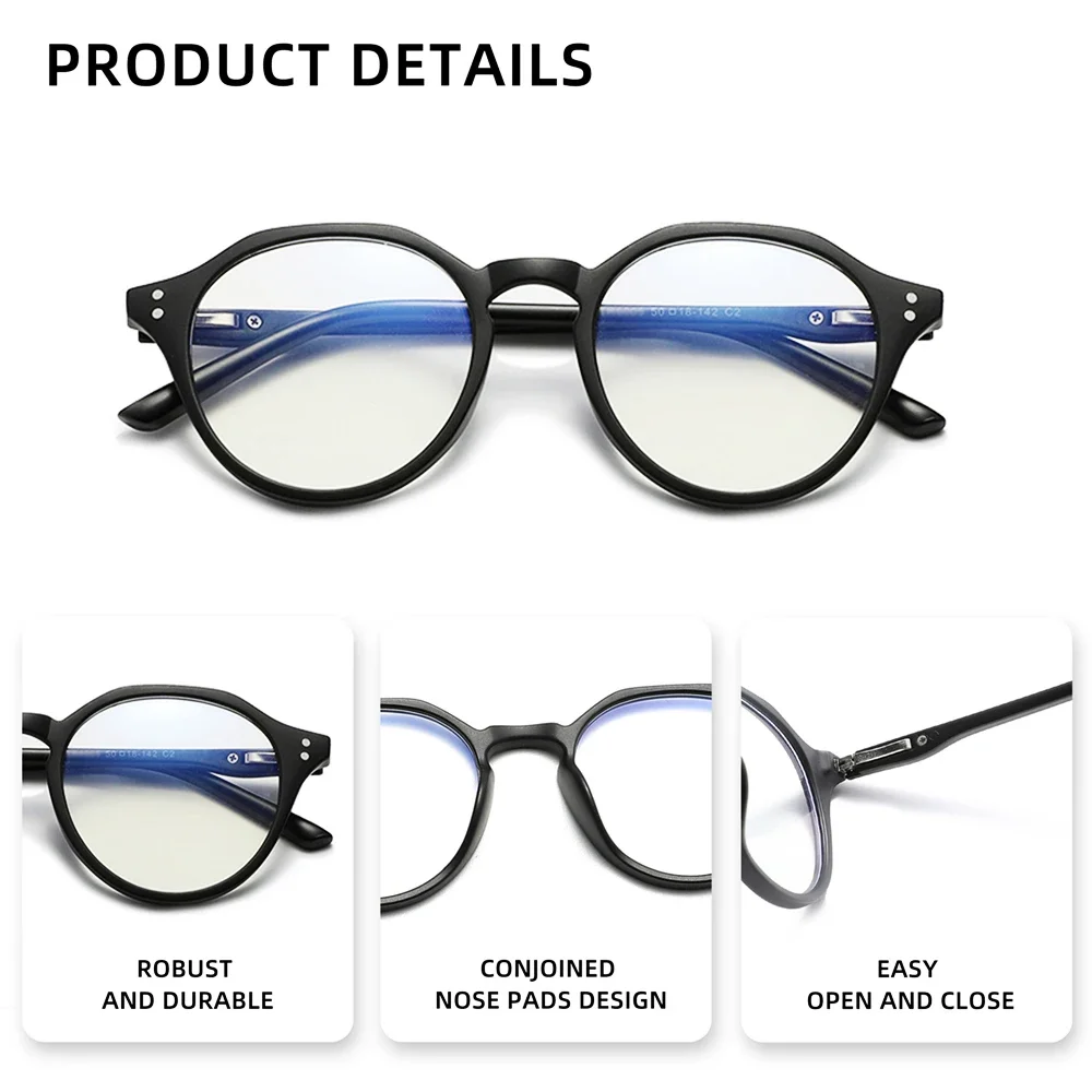 RBsunny خمر مكافحة نظارات الضوء الأزرق الرجال/النساء إطار دائري الكلاسيكية الرجعية الكمبيوتر واقية الأشعة الزرقاء حجب النظارات #4