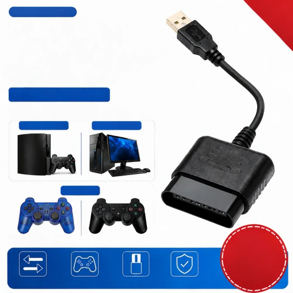 Controller USB Adapter For PS3 PC Converter P2 Joypad Cable Game Accessory Plug Play Connector Gaming Interface