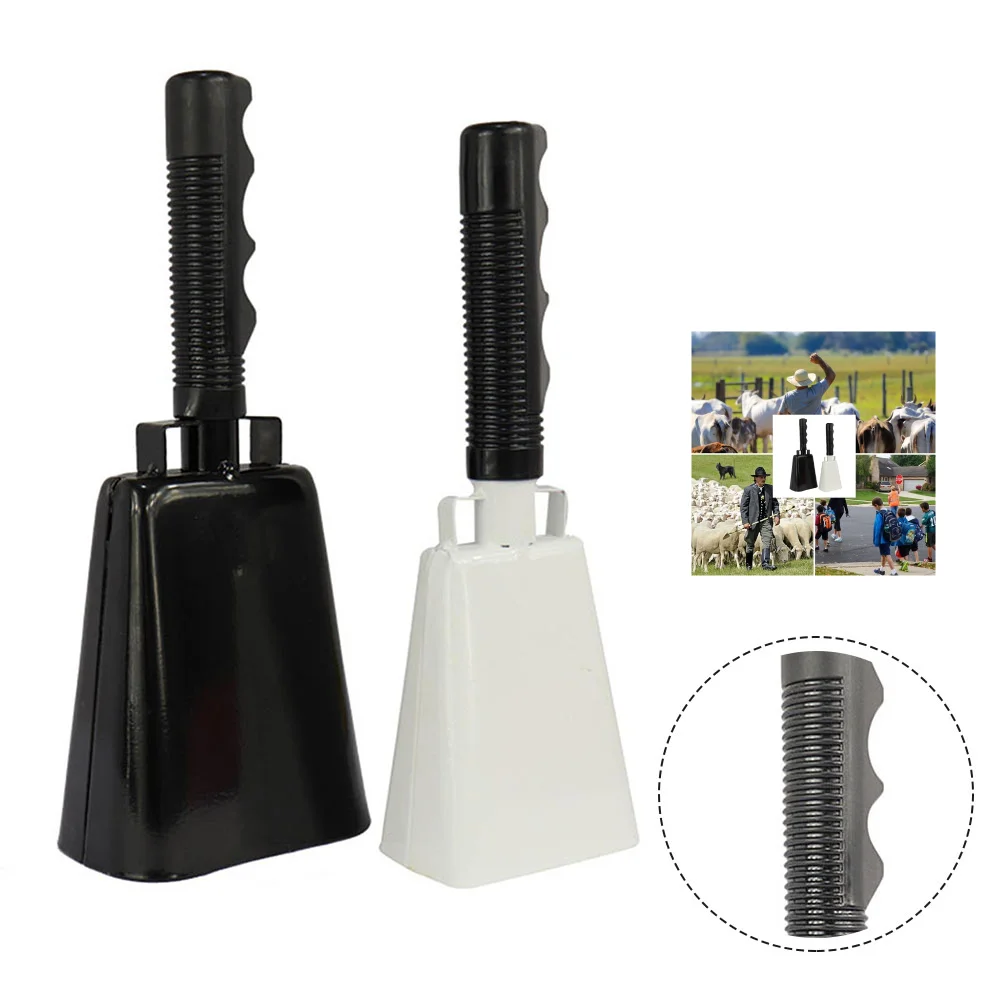 1x Cow Bell Steel Cowbell With Handle Hand Percussion For Party Sport Events Cheering Bell Hand Call Bell Loudly For Concert