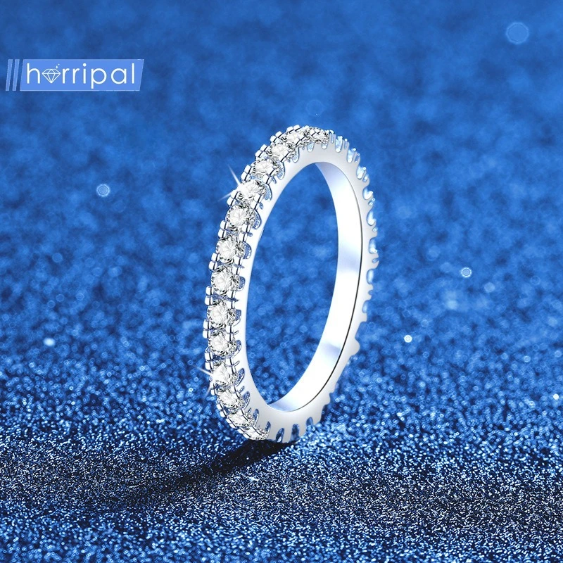 

S925 Sterling Silver Ring Full Diamond Moissanite Super Sparkling Ring Light Luxury and High-end Women's Jewelry Gift