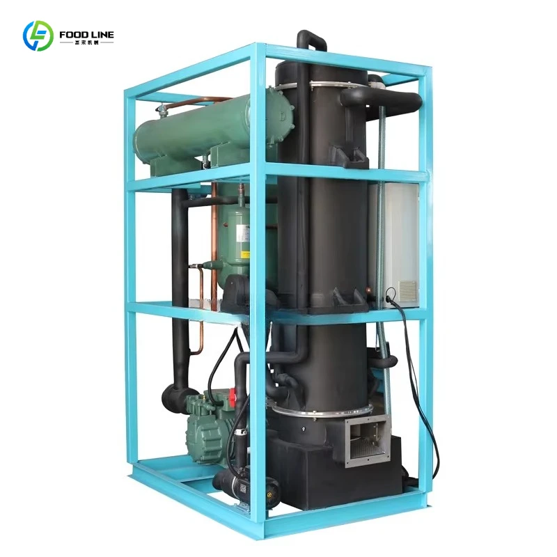 Tube Ice Making Machine Heavy Load PLC Controlled with Air Cooled Compressor and Water Pump for Concrete Batch Plant