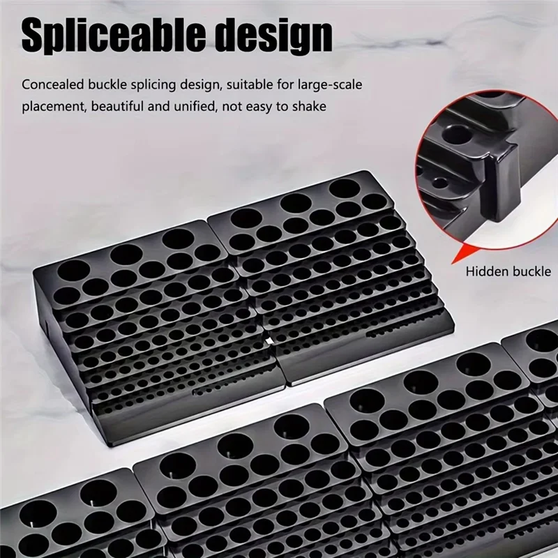 

A05I-85 Hole Tool Bit Holder Storage Box, Mandrel Drill Bench Tool Holes Screwdriver Bit Holder Drill Head Storage Case,Black