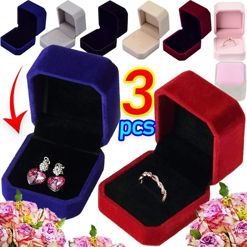 Colorful Velvet Rings Box Jewels Small Items Necklace Storage Case Sturdy Wedding Ring Boxes Drop Resistant Jewelry Packaging