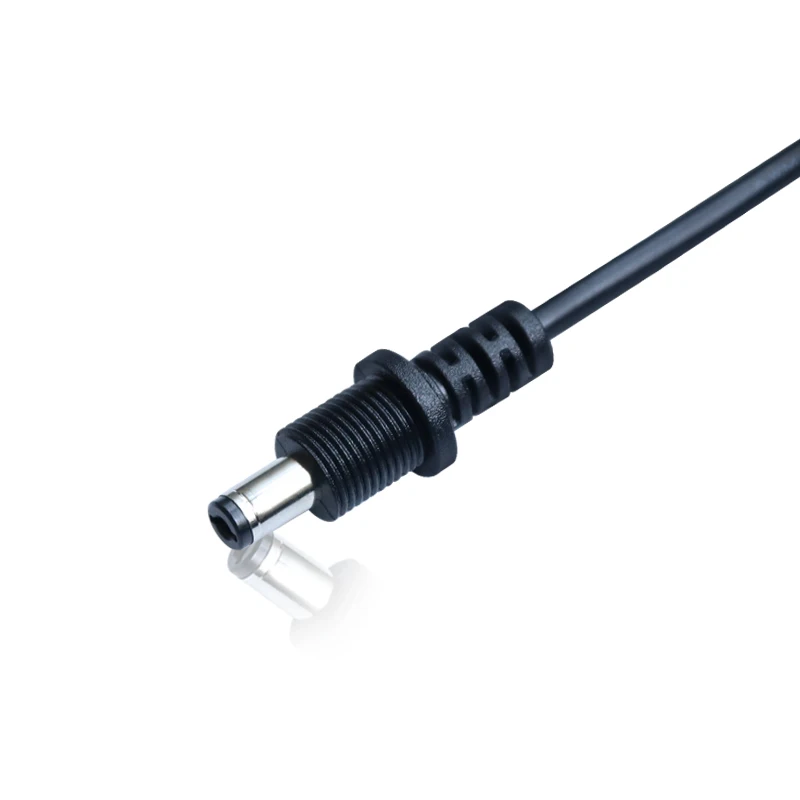 DC5521 black tuning fork with threaded connection dc022B female charging port socket with cable connection power cord