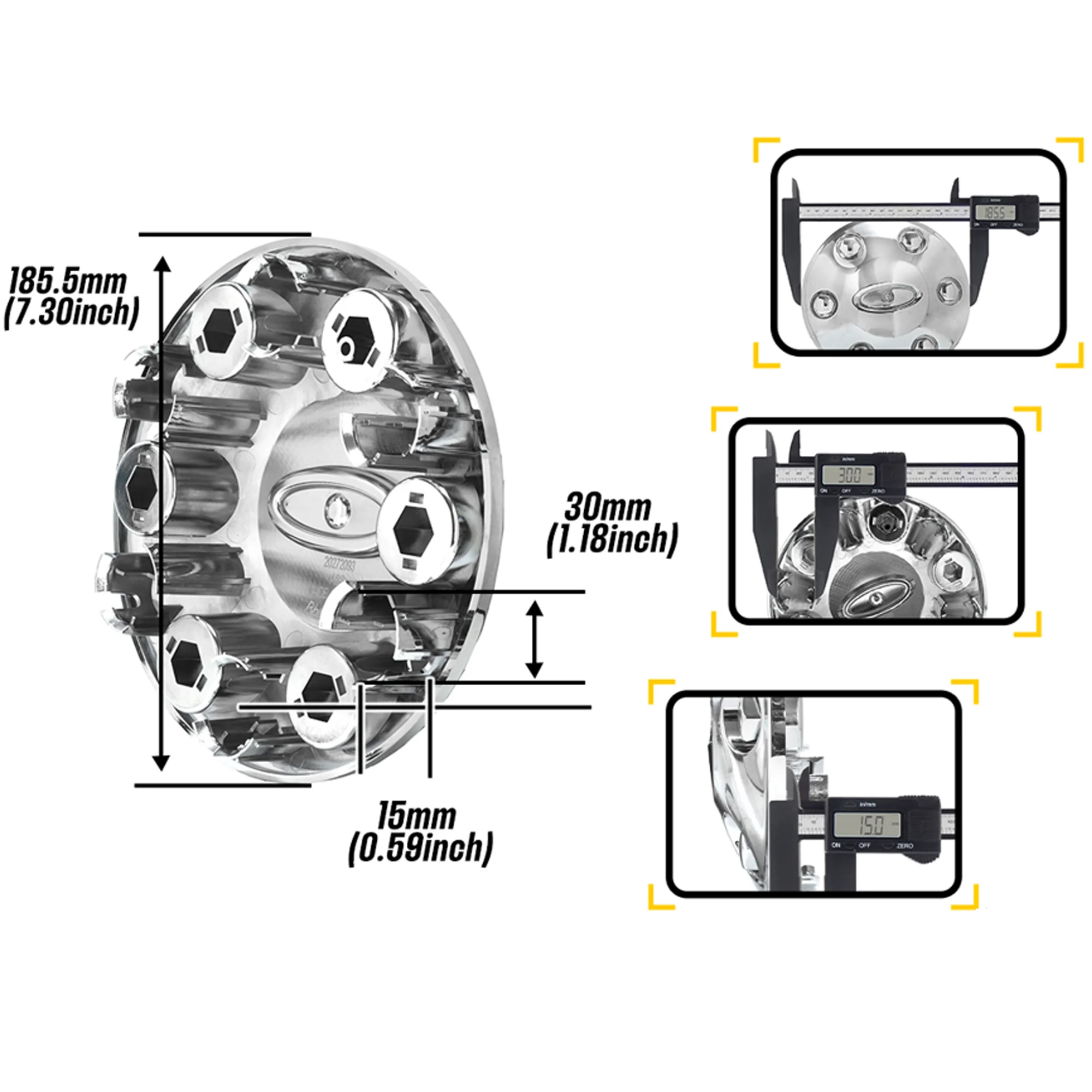 CFPerformance 1/4 Stück 185,53 mm/7,3 Zoll Außendurchmesser Felgenkappen für 2004-2014 F-150 Felgen # 5L3Z1130EA # 4L3Z1130CA Auto-Styling Externe Fahrzeugteile – Detail 2