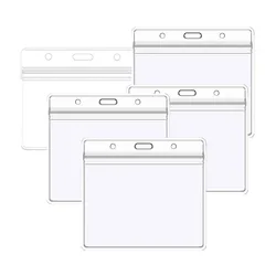 5pcs/set Horizontal Transparent Badge Holder Seal Waterproof Pass Work Card Holder Bag Chest ID Tag Bank Credit Card Protector