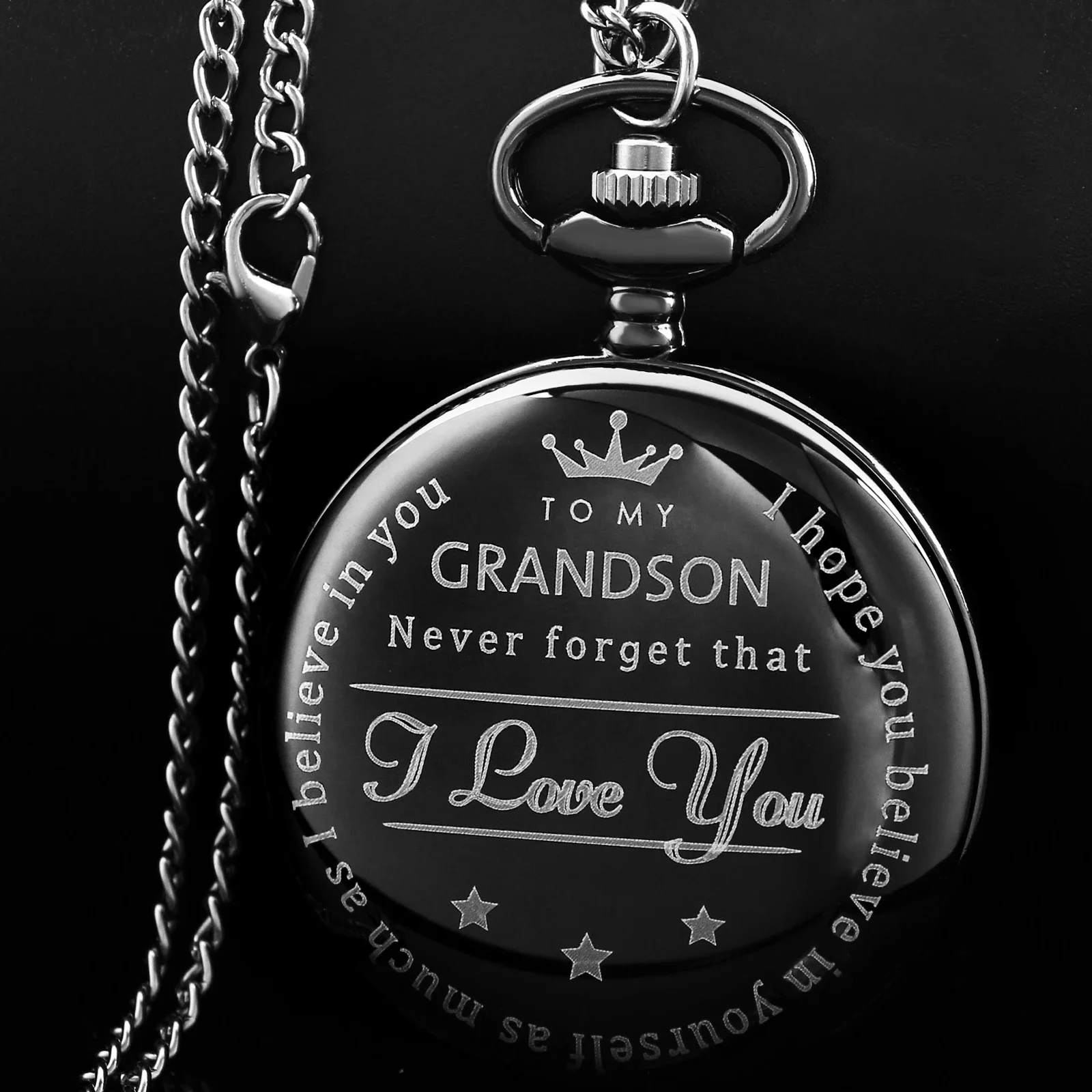To My Grandson Quartz Pocket Watch Retro Pendant Necklace Best Gift for Grandson Souvenir Vintage Exquisite Birthday Pocketwatch