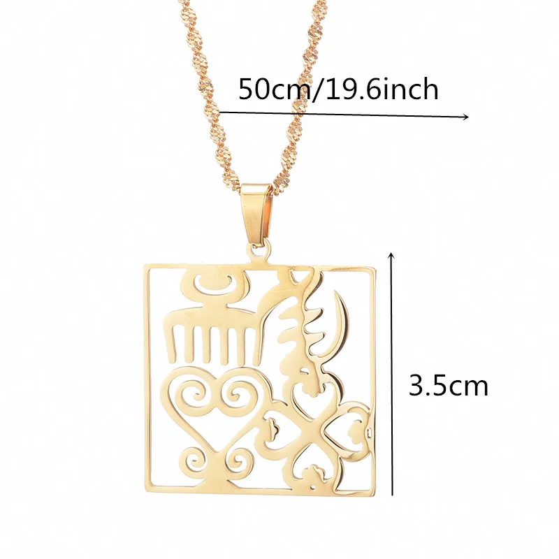 Traditional Symbol African Ornaments Ancient Egyptian Jewelry Adinkra Gye Symbol Ankara Pendant Necklace