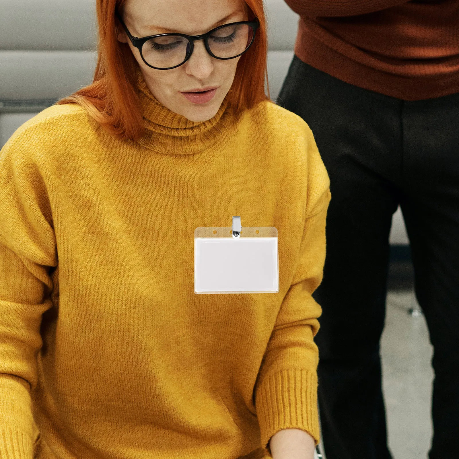 

5Pcs Work Badge Holder Horizontal Hard Plastic Frosted Single Slot Slim Name Tag Holder for Office Hospital School