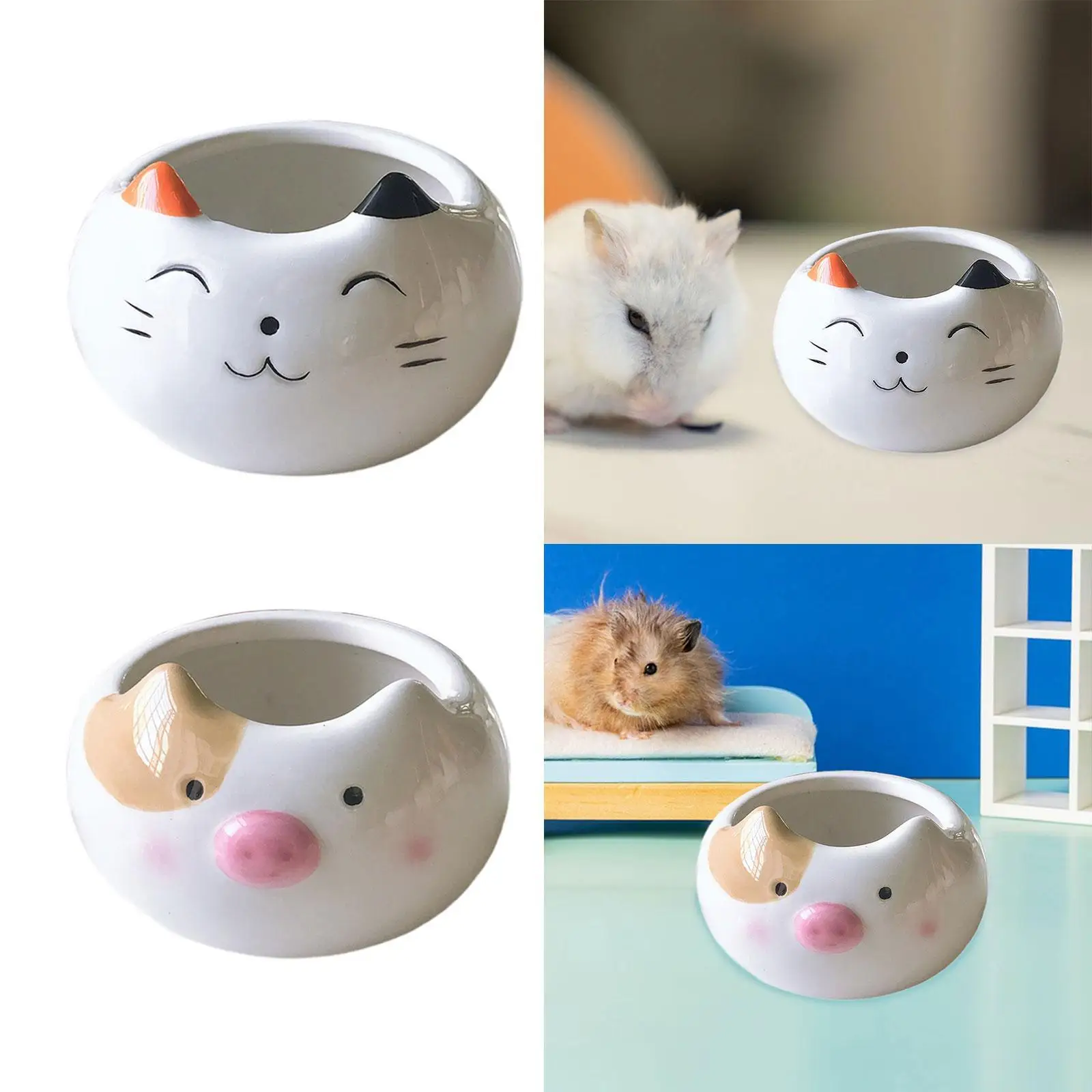 

Ceramic Hamster Food Bowl Pet Food Bowl Easy to Clean Stable Small Animal Food Water Portable for Squirrels Rat Ferret