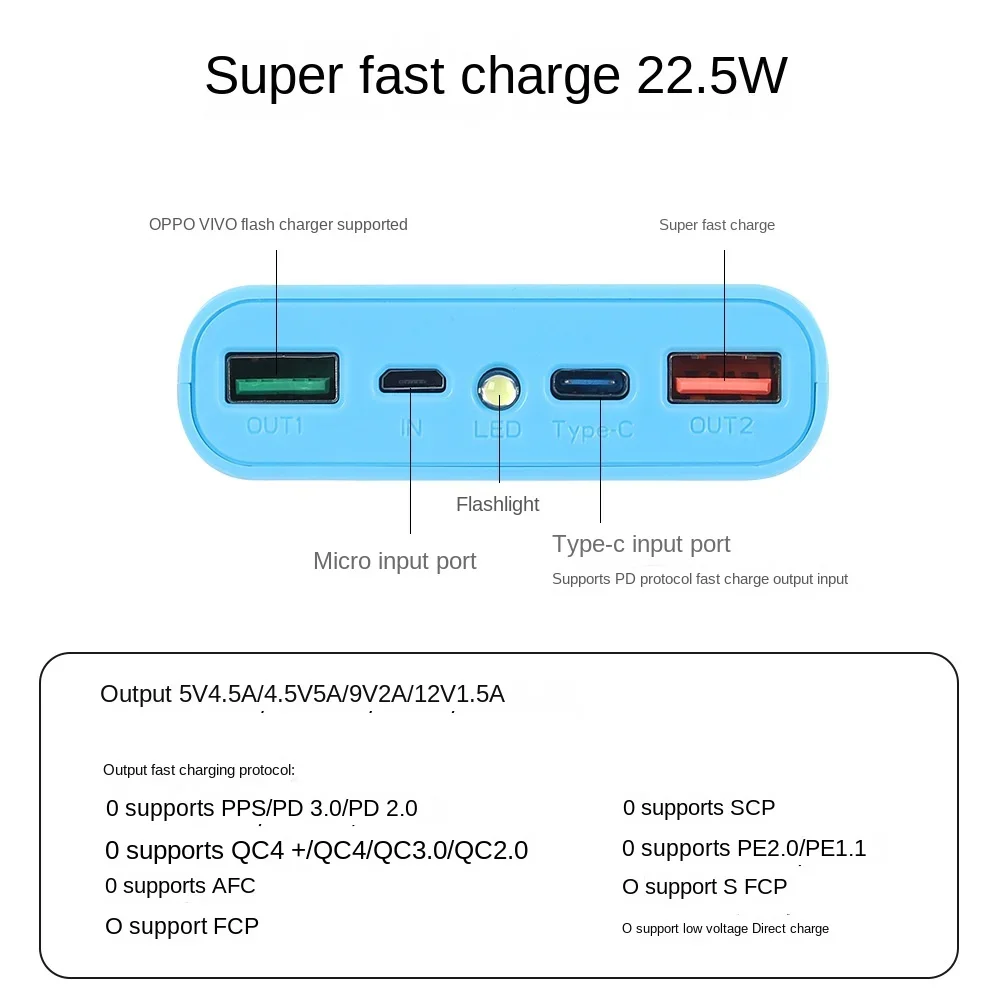 Obudowa Power Banku z Podwójnym USB Micro USB Type C 5V 4.5A DIY 8X18650 Skrzynka do Przechowywania Baterii Super Szybkie Ładowanie Bez Baterii — zdjęcie produktu 5