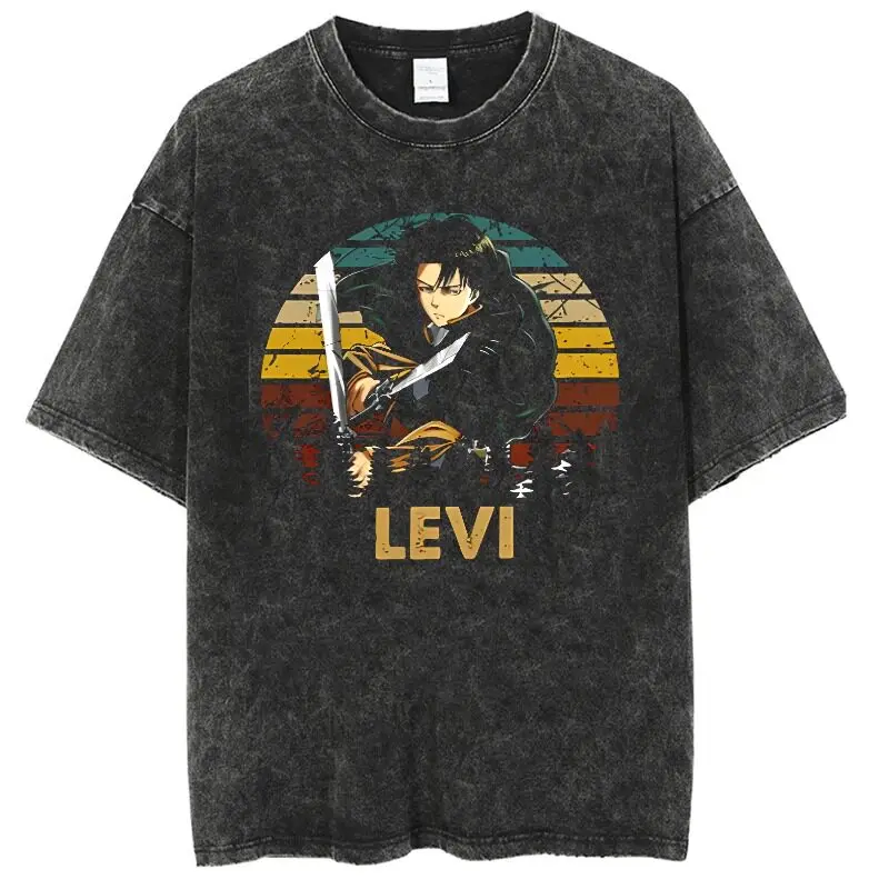 Camiseta Negra Oversize con Lavado Ácido, Diseño Gráfico de Ataque a los Titanes: Colosal Titan vs. Eren, Gran Ola de Kanagawa Ukiyo-e, Verano 2026