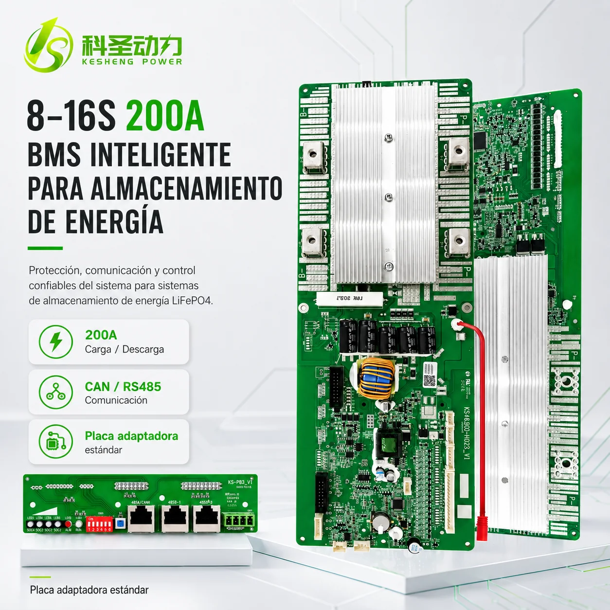KeSheng HO23 5/7 inch Screen Display Smart Inverter BMS V2 300A LiFePo4 Battery 8S 16S 24V 48V BMS Home Energy Storage