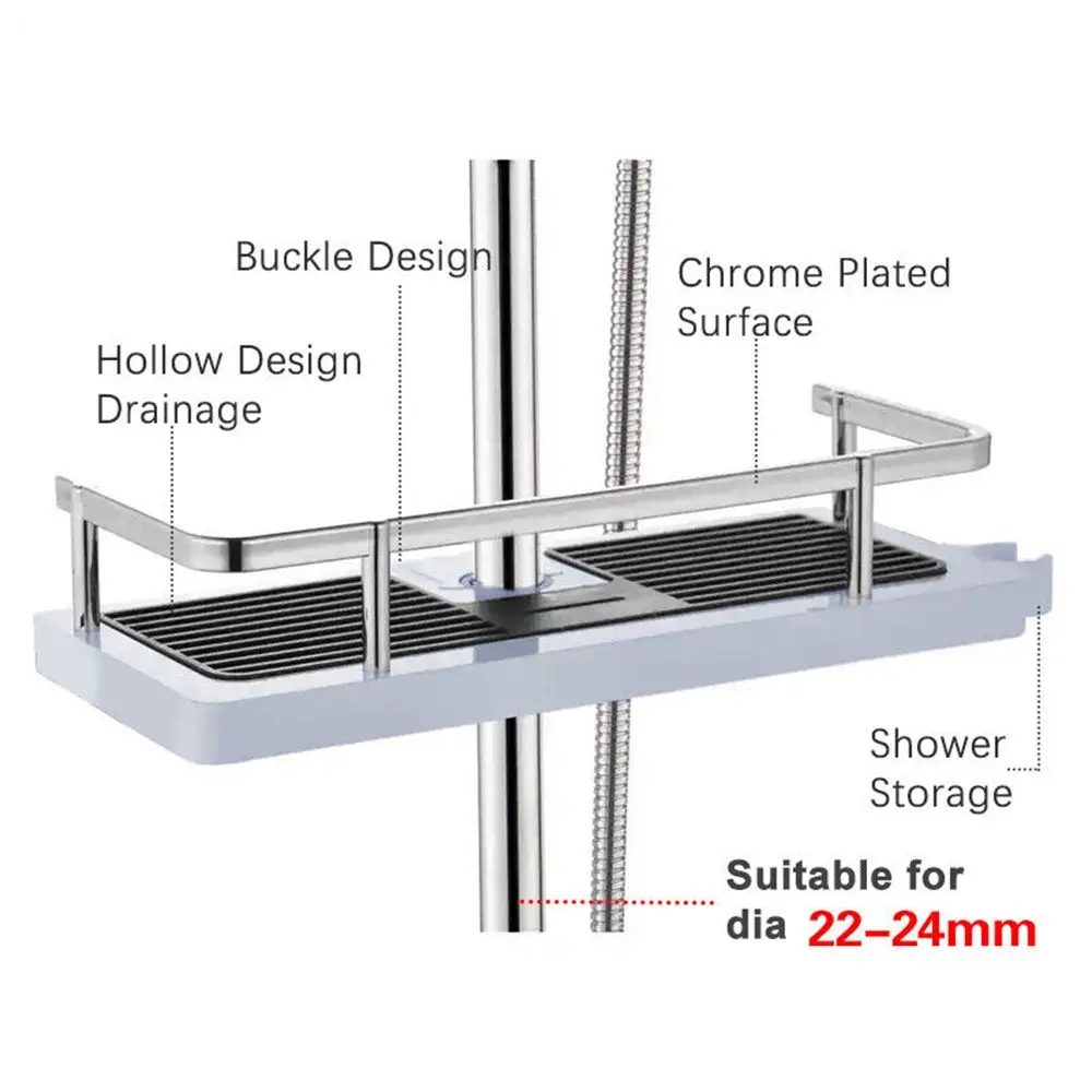 Shower Rod Rack Bathroom Lift Rod Bracket Shampoo Tray Punch-free Toilet Shower Storage Hanging Basket Wall Shelf Floating