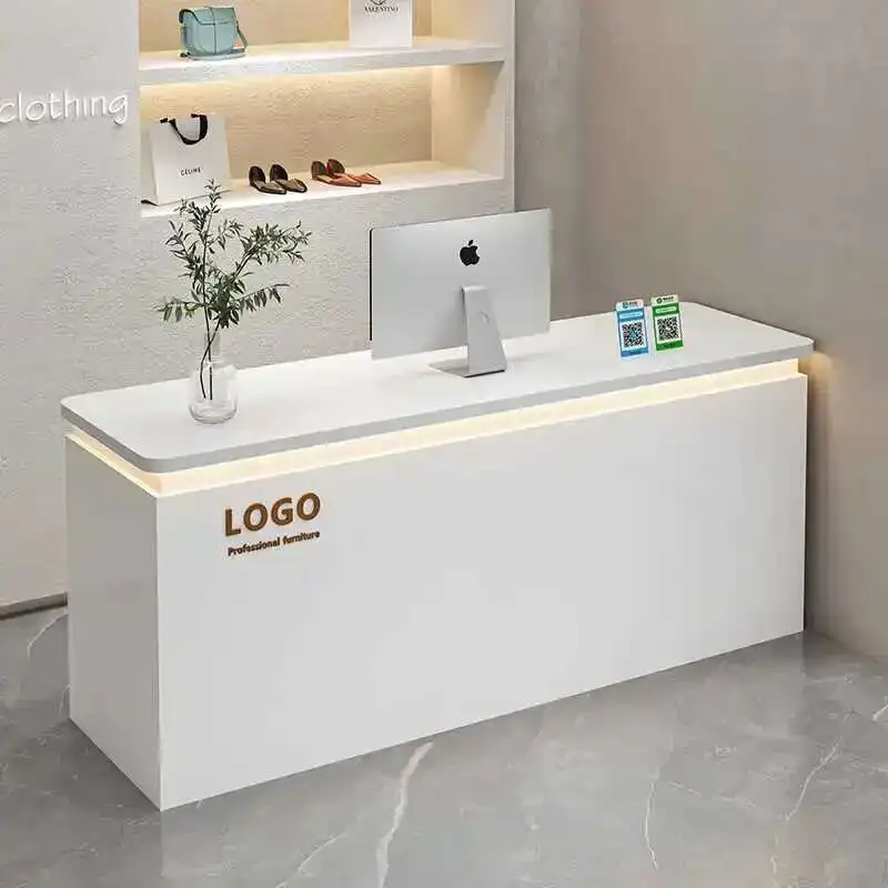 

Simple Modern Reception Desk Hotel Beauty Salon White Clothing Store Counter Storage Office Furniture Comptoir D'accueil FYRD